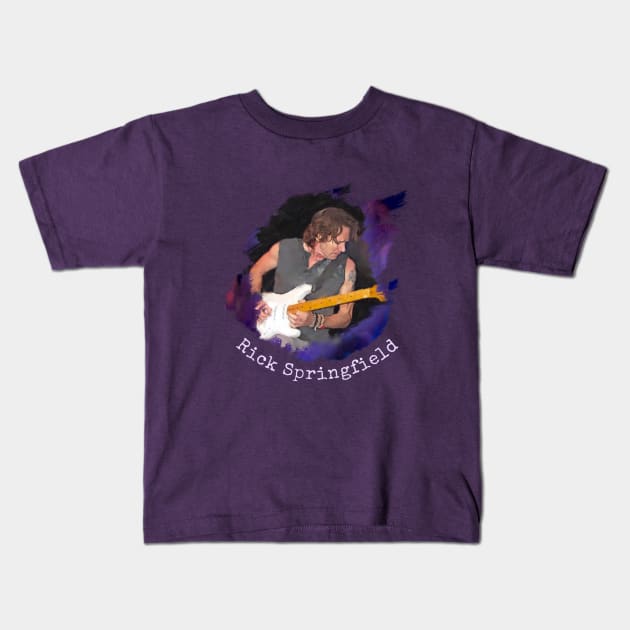 Rick Springfield with Guitar Kids T-Shirt by Neicey